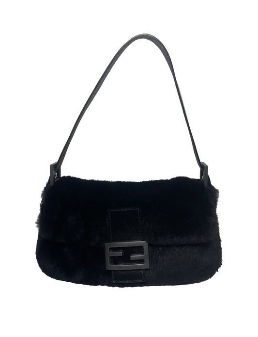 Fendi baguette black fur